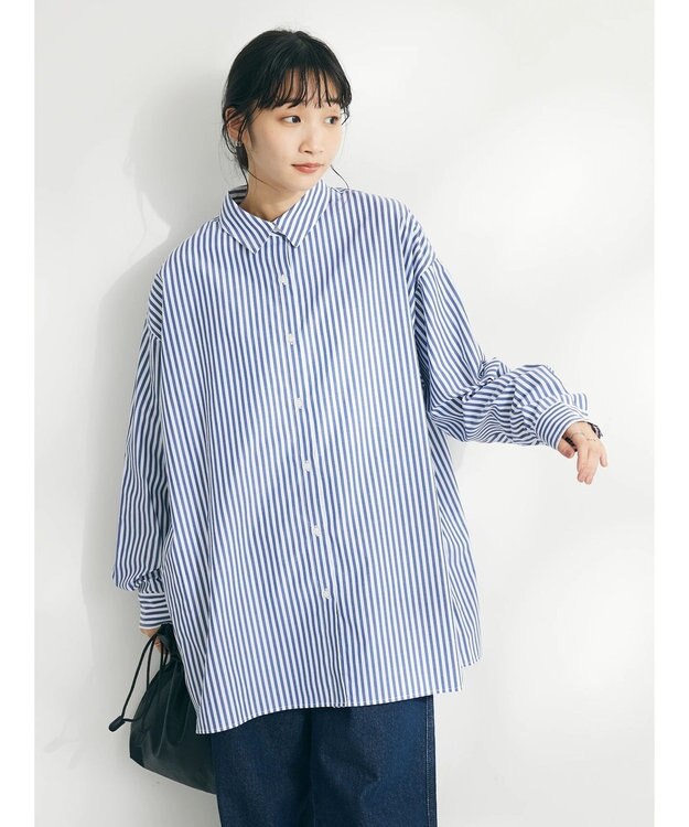 CRAFT STANDARD BOUTIQUE イージーケアオーバーシャツ Stripe Blue