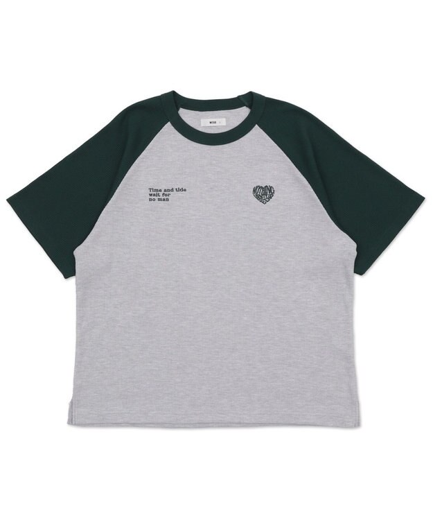 WEGO 【ユニセックス着用ITEM/MLサイズ展開】ワッフルラグランT（SS） アッシュグレー