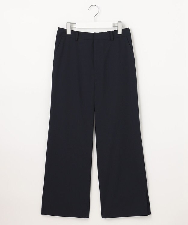 J.PRESS LADIES 【洗える】マイクロタイプライターストレッチ セミワイド パンツ ネイビー系