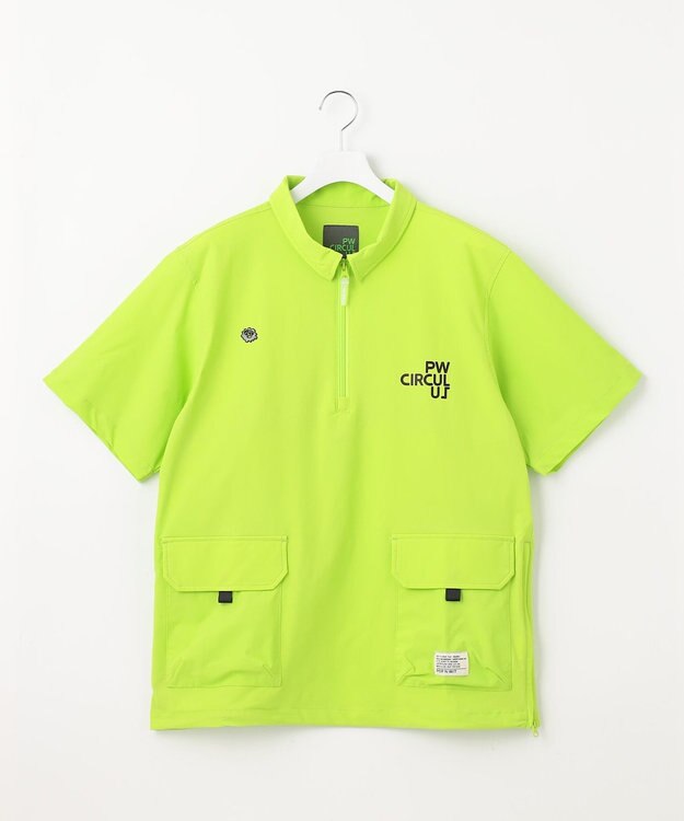 PW CIRCULUS 【機能性素材 TM ICE 使用】【MEN】ハーフジップ シャツ ライトグリーン系