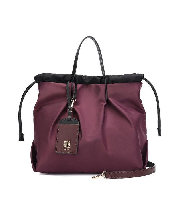 style code 【PADMA/パドマ】カードケース付　ナイロン巾着トートバッグ ワイン