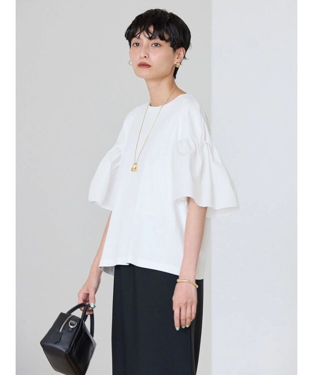 AMERICAN HOLIC 袖フレア５分袖カットプルオーバー Off White