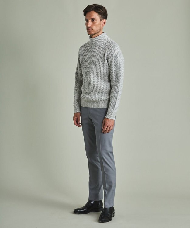 GOTAIRIKU 【LANEROSS】ミドルゲージモックネック ニット ライトグレー系8