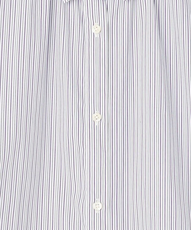 J.PRESS LADIES BEZ ドビーストライプ シャツカラー ブラウス ホワイト×パープル×ネイビー系