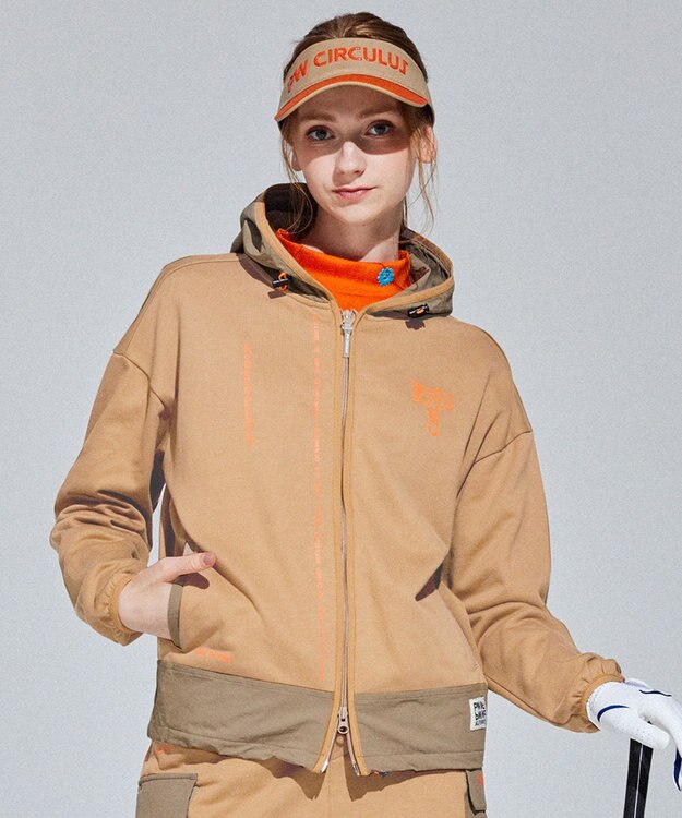 PW CIRCULUS 【WOMEN】裏毛ジップアップフーディー ベージュ系