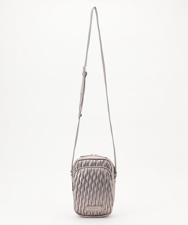 LA BAGAGERIE ランダムプリーツショルダーバッグ タテ ガンメタリック