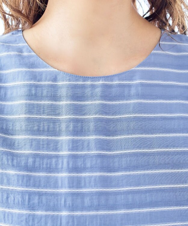 Tiaclasse 【洗える】ランダムボーダーチュニックブラウス ブルー