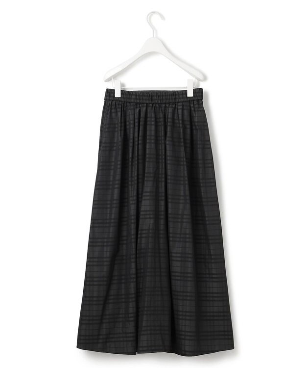 ICB 【洗える】 エステルメモリータフタ ロングスカート チャコール×ブラック系