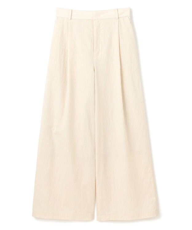 UNFILO L シアーワイドパンツ ベージュストライプ