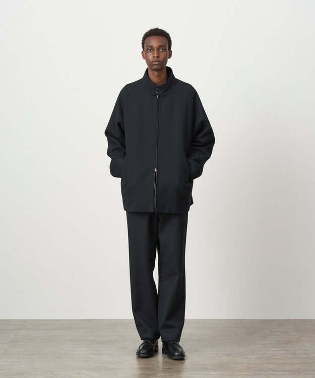 ATON SUPER 160S DOUBLE SAXONY | ハリントンジャケット- UNISEX BLACK