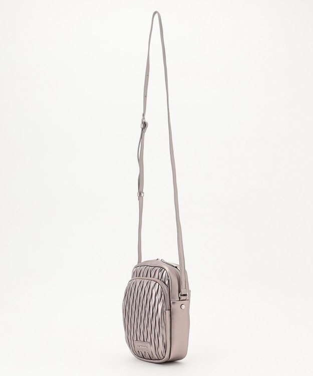 LA BAGAGERIE ランダムプリーツショルダーバッグ タテ ガンメタリック