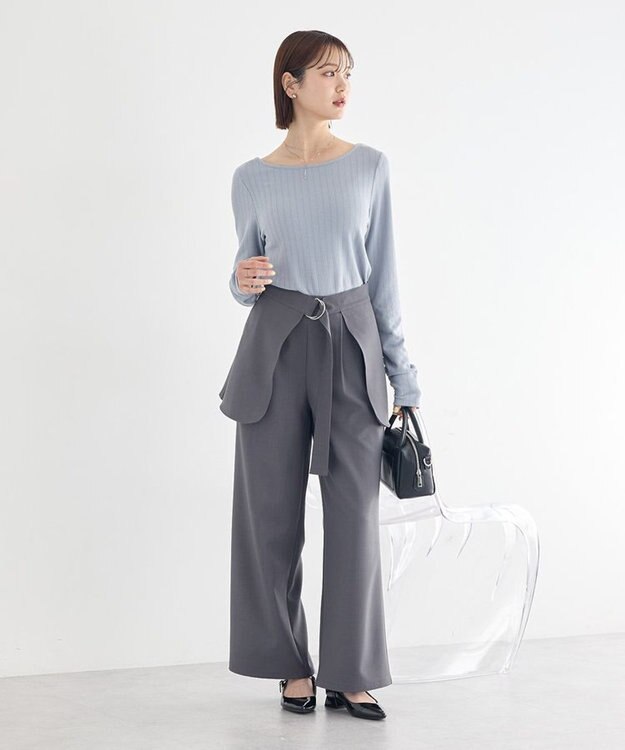 earth music&ecology 【予約】【2WAY】ラップスカート付きパンツ グレー