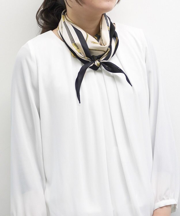 Marca 【 Marcaオリジナル】馬具と鞭 菱形スカーフ シルクツイル ブラック