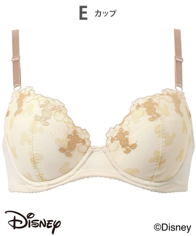 Wing ブラジャー 【ディズニー】 自然なまるみシルエット ソフトなつけごこち 【ナチュラルアップブラ】 ミッキーマウス KB2063 ウイング／ワコール ベージュ