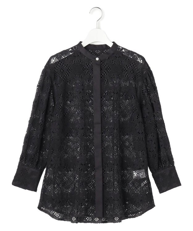 23区 【GOLD LABEL】モチーフレース シャツ ブラウス ブラック系