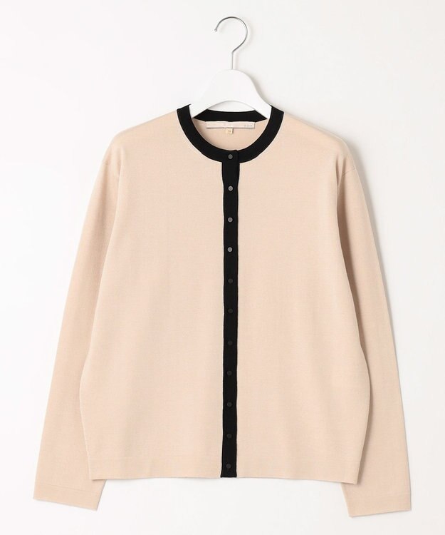 自由区 【アンサンブル対応・洗える】ウールシルク カーディガン シャンパンベージュ