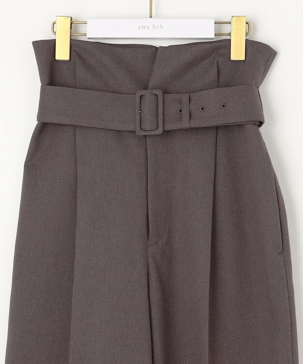 ANY SIS 【BAILA12月号掲載・貴島明日香さんコラボ】ハイカットリターン ワイドパンツ モカグレー