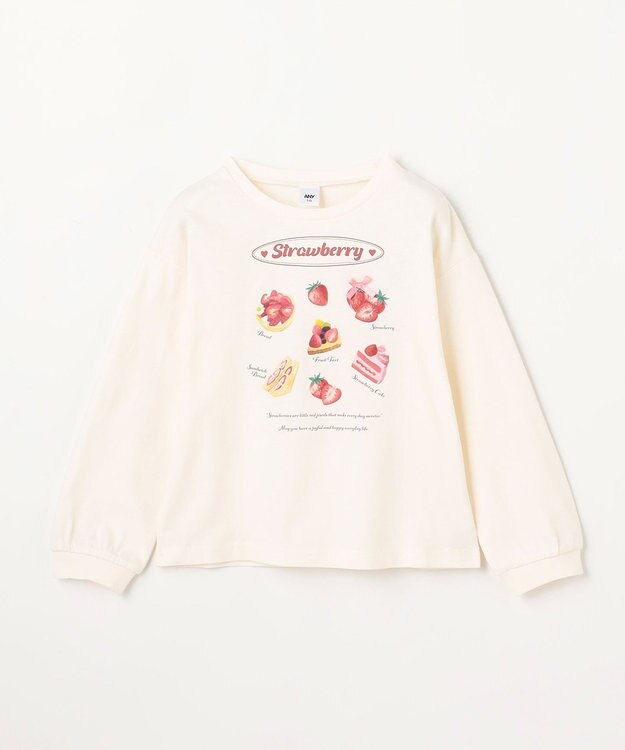 ANY KIDS 【Strawberry Collection】アートプリント 長袖Tシャツ エクリュ