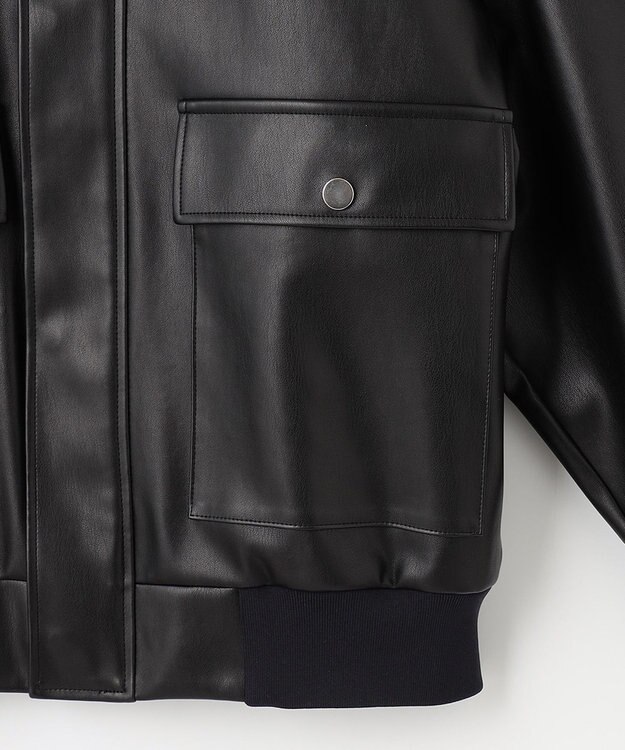 NAVE 【Nave】フェイクラムスキン ブルゾン ブラック系