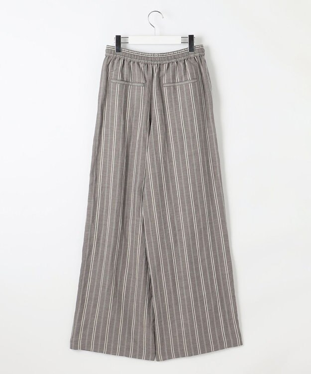 自由区 S 【カタログ掲載・セットアップ対応・洗える】リネンビスコースストライプドロスト パンツ セピア系