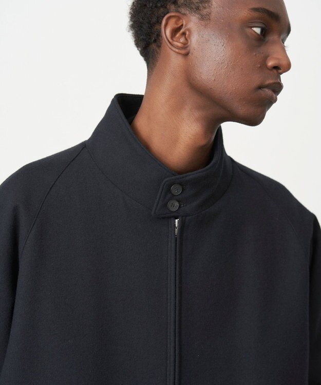 ATON SUPER 160S DOUBLE SAXONY | ハリントンジャケット- UNISEX BLACK