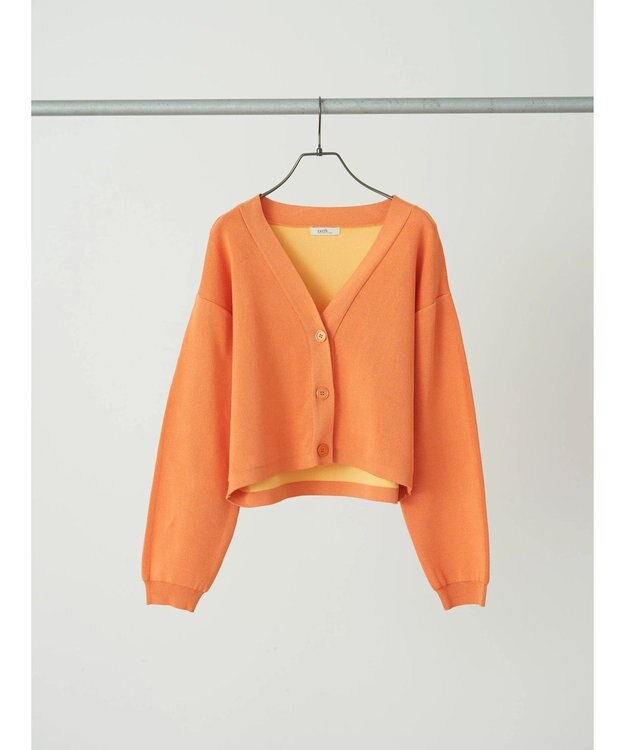 earth music&ecology バイカラースポンディッシュカーディガン Orange