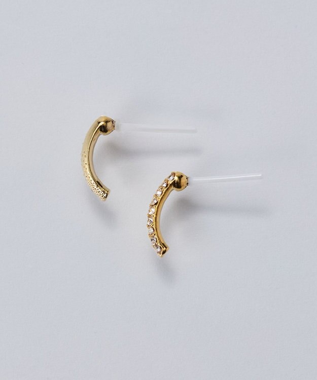 Phoebe 【金属アレルギー対応】テクスチャードスパークビジューピアス/ニッケルフリー ゴールド ゴールド