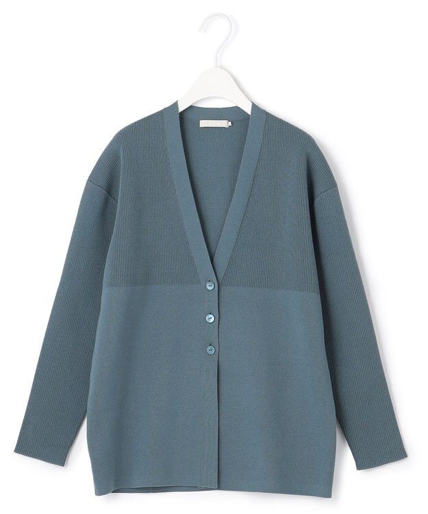 ICB 【洗える】コットンポリエステルスムース カーディガン ライトブルーグレー系