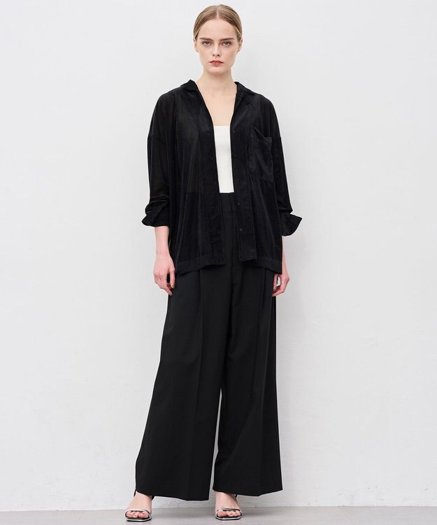 uncrave TRツイル ワイドトラウザー ブラック