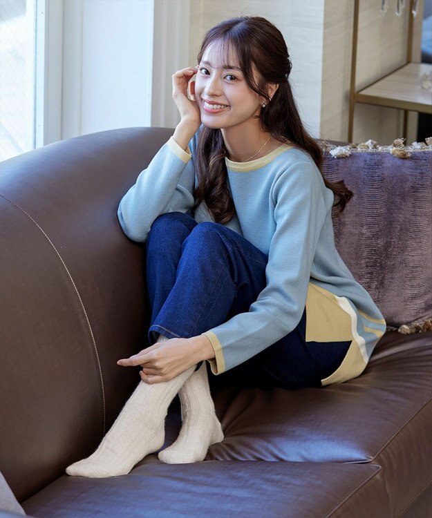 Tiaclasse ケーブル柄編みソックス アイボリー