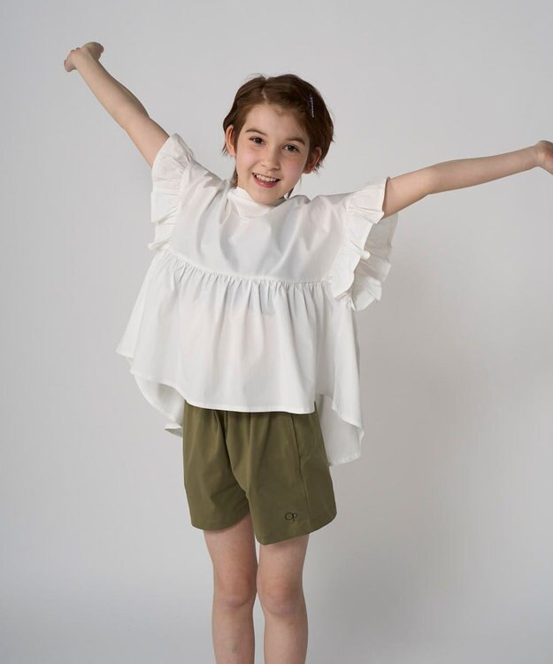 OP／FILA 【Ocean Pacific】らくティブ｜フレアスリーブTシャツ ホワイト