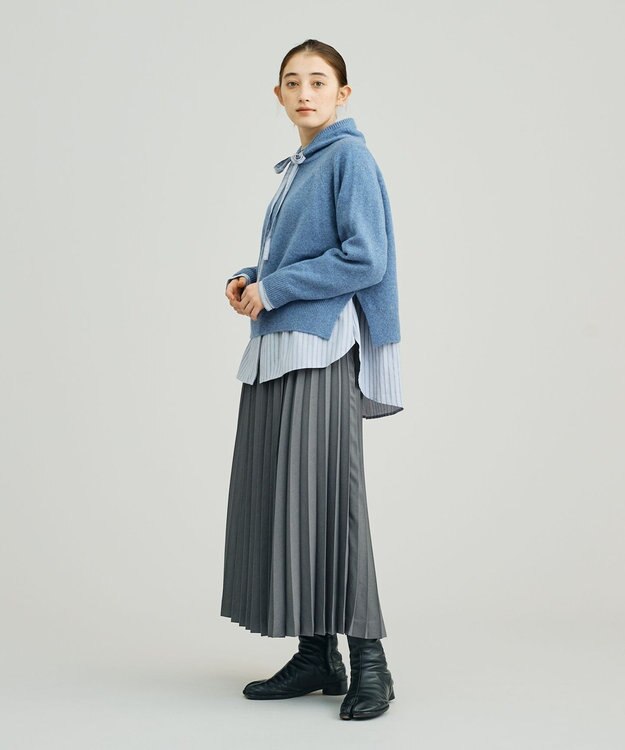 J.PRESS YORK STREET 【WOMEN】ウールカシミヤ フーディニット ダルブルー系