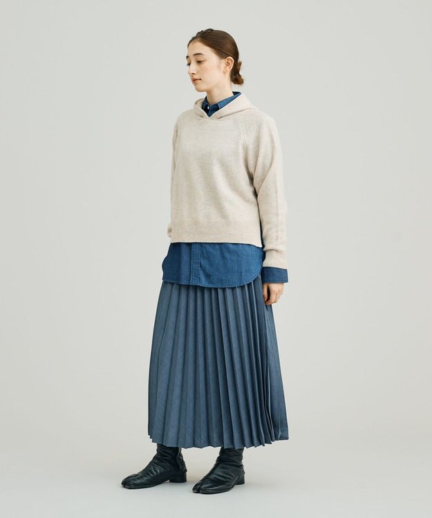 J.PRESS YORK STREET 【WOMEN】ウールカシミヤ フーディニット ホワイト系