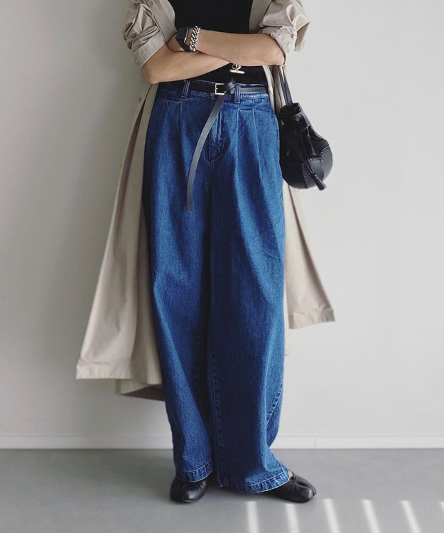 woadblue TUCKER タッカー / ワイドデニムパンツ MIDBLUE