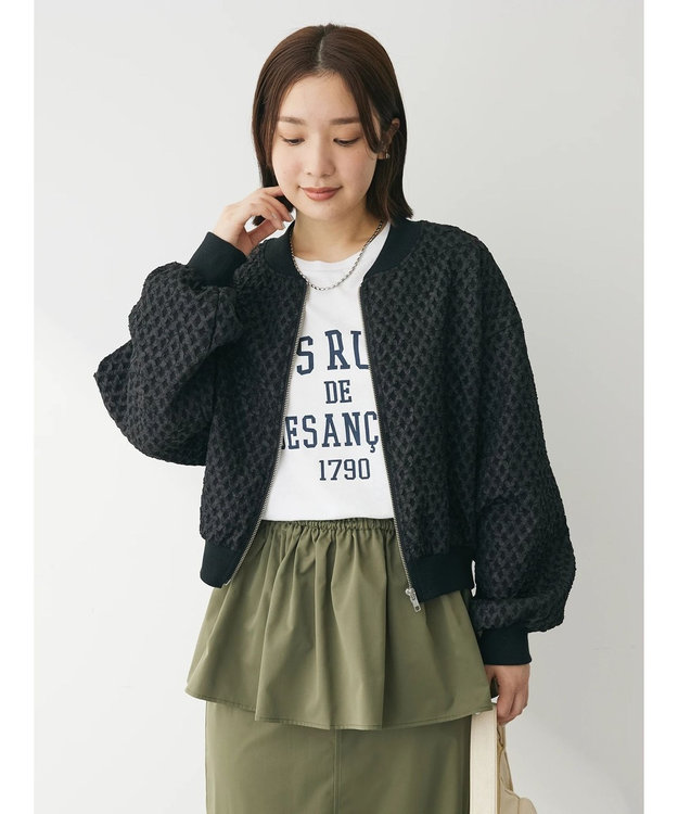 Green Parks ・ＳＵＧＡＲ　ＳＰＯＯＮ　エンボスチェックブルゾン Black