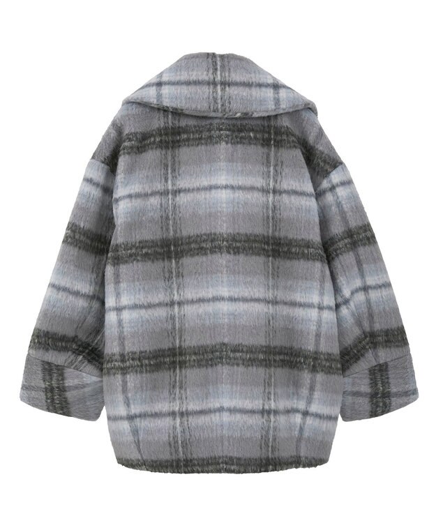 earth music&ecology チェックシャギーコート Check Gray