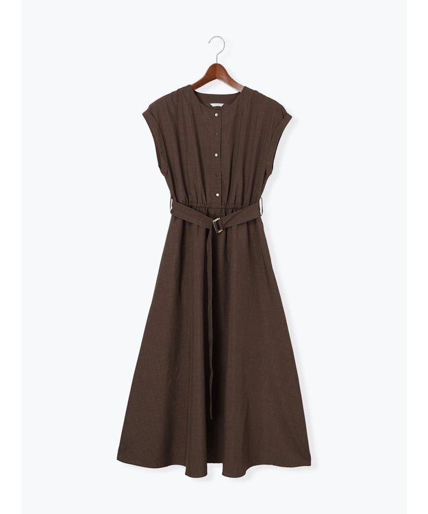 Te chichi リネンライクウエストマークワンピース ブラウン