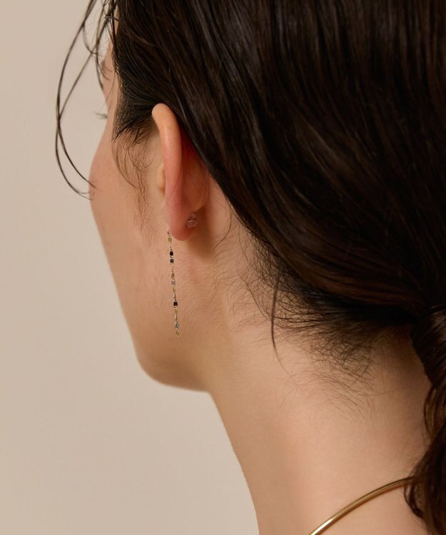Phoebe 〈金属アレルギー対応〉グリッターエクレアロングピアス　シルバー/ニッケルフリー シルバー