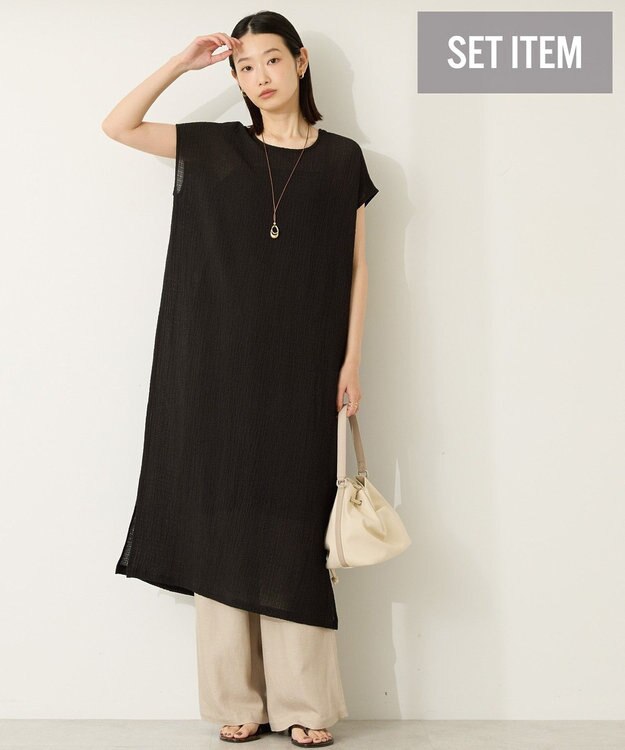 AMERICAN HOLIC ポコポコノースリーブワンピース【インナー付き】 Black