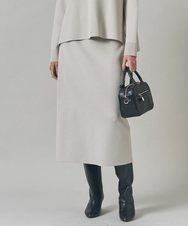 ICB L 【洗える】 シンセティックダブルフェイス ニットタイトスカート トープ系