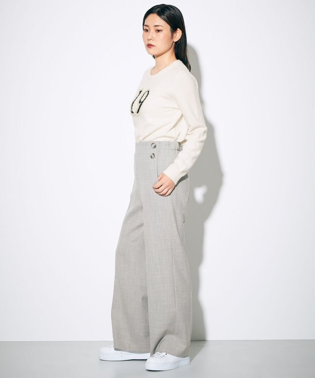 GRACE CONTINENTAL ウールストレッチセミワイドパンツ グレー