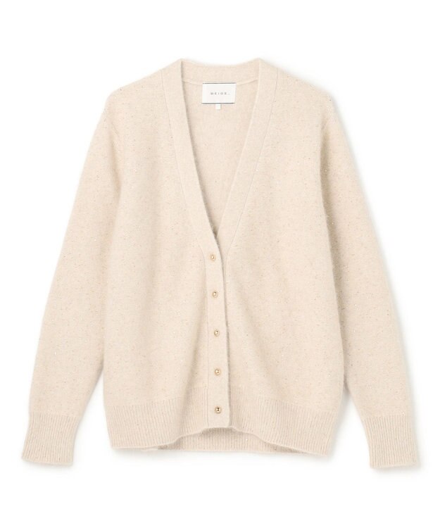 BEIGE， AMARILLO / スパンコールフォックスニットカーディガン Taupe