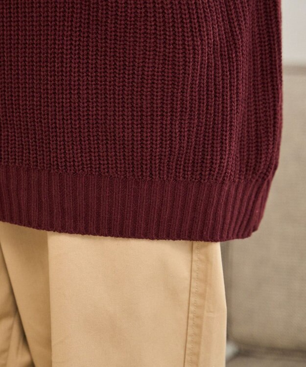 WEGO ルーズフィットハーフZIPプルオーバー ワイン