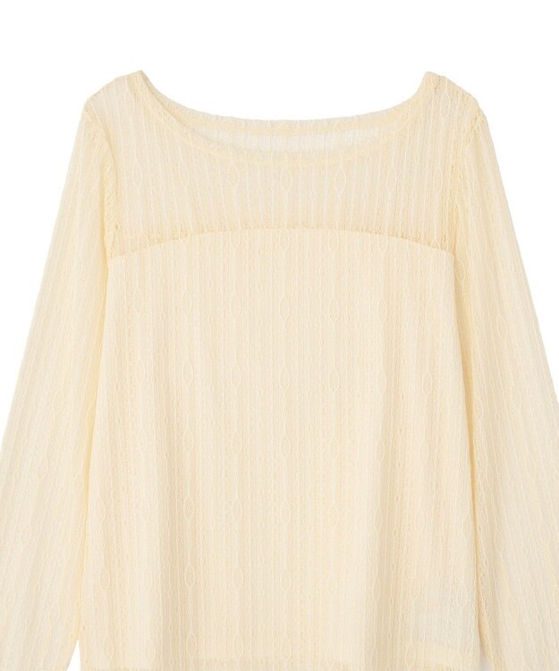 earth music&ecology レースドッキングボートネックプルオーバー Ecru