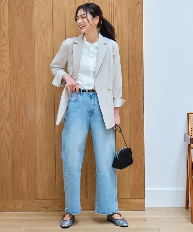 ANY L 【セットアップ着用可】イージーケアライトストレッチダブルジャケット ライトグレー