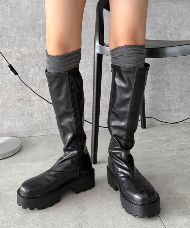 WEGO プレーンロングブーツ ブラック