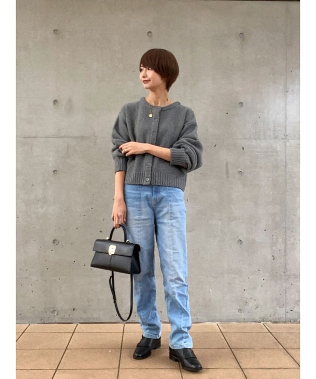 Green Parks クルーネックカーディガン Gray Mixture