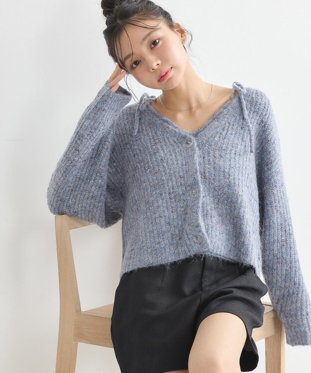 earth music&ecology 【WEB限定】SET2点ショートカーディガン＋リボンキャミソール Blue