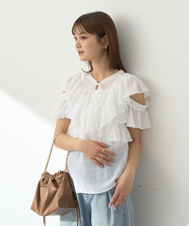 earth music&ecology ２ＷＡＹフリルブラウス White