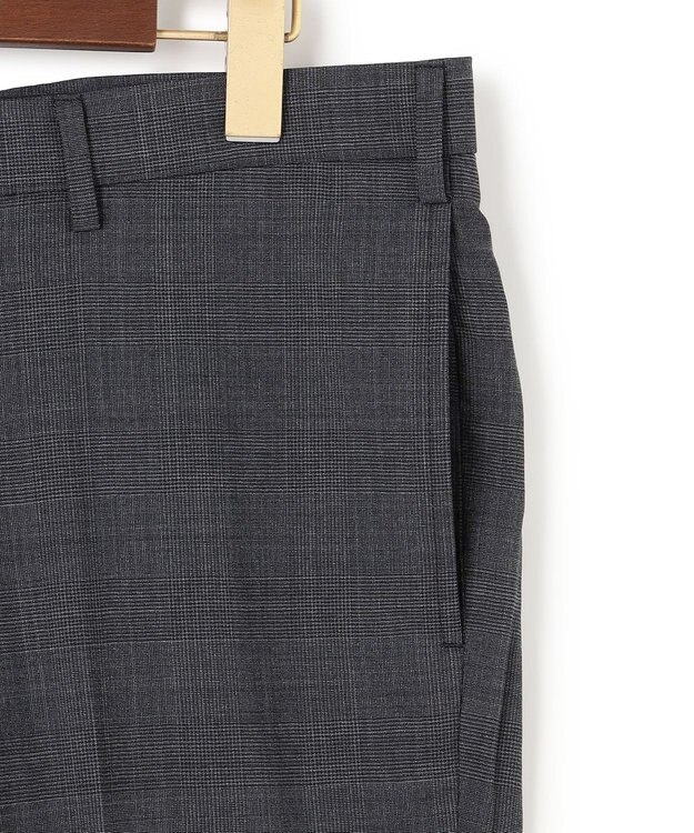 J.PRESS MEN 驚きの軽さ【洗える / 高通気性 / ストレッチ性 / 防シワ】グレナカートチェック スラックス / ノータック グレー系3